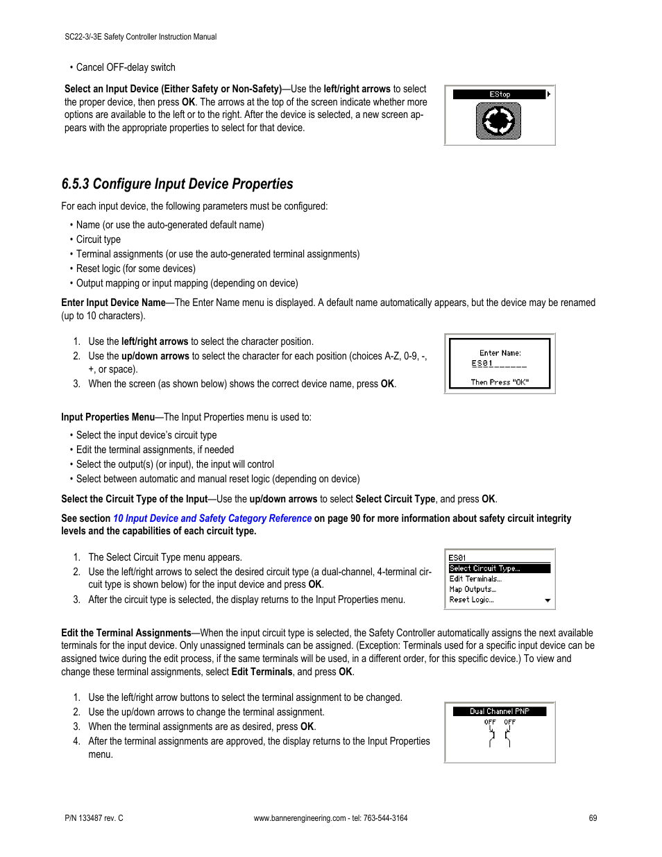 3 configure input device properties | Banner SC22-3E Safety Controller with Ethernet User Manual | Page 69 / 130