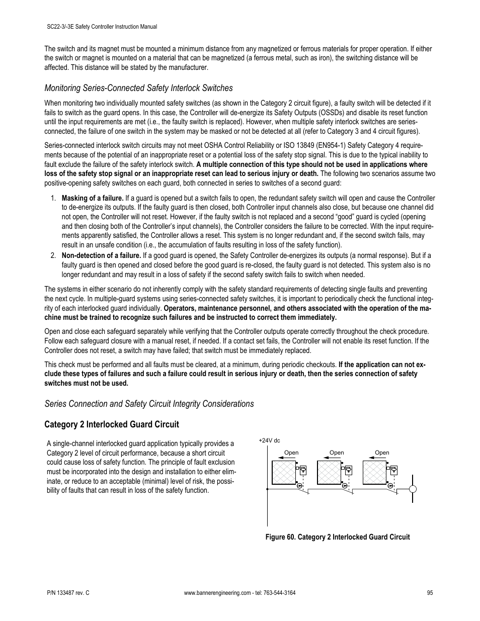 Category 2 interlocked guard circuit | Banner SC22-3E Safety Controller with Ethernet User Manual | Page 95 / 130