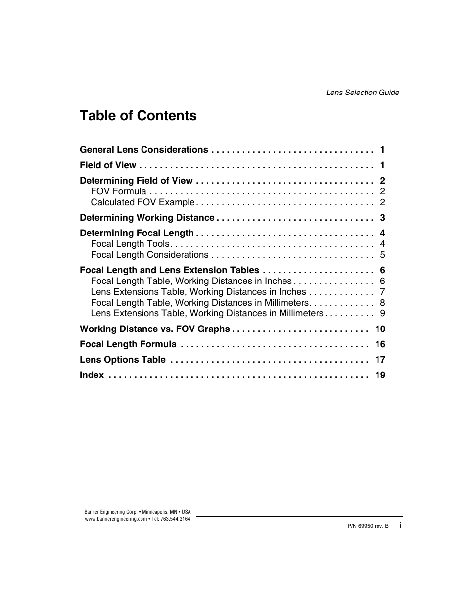 Banner PresencePLUS Megapixel C-Mount Lenses User Manual | Page 2 / 24