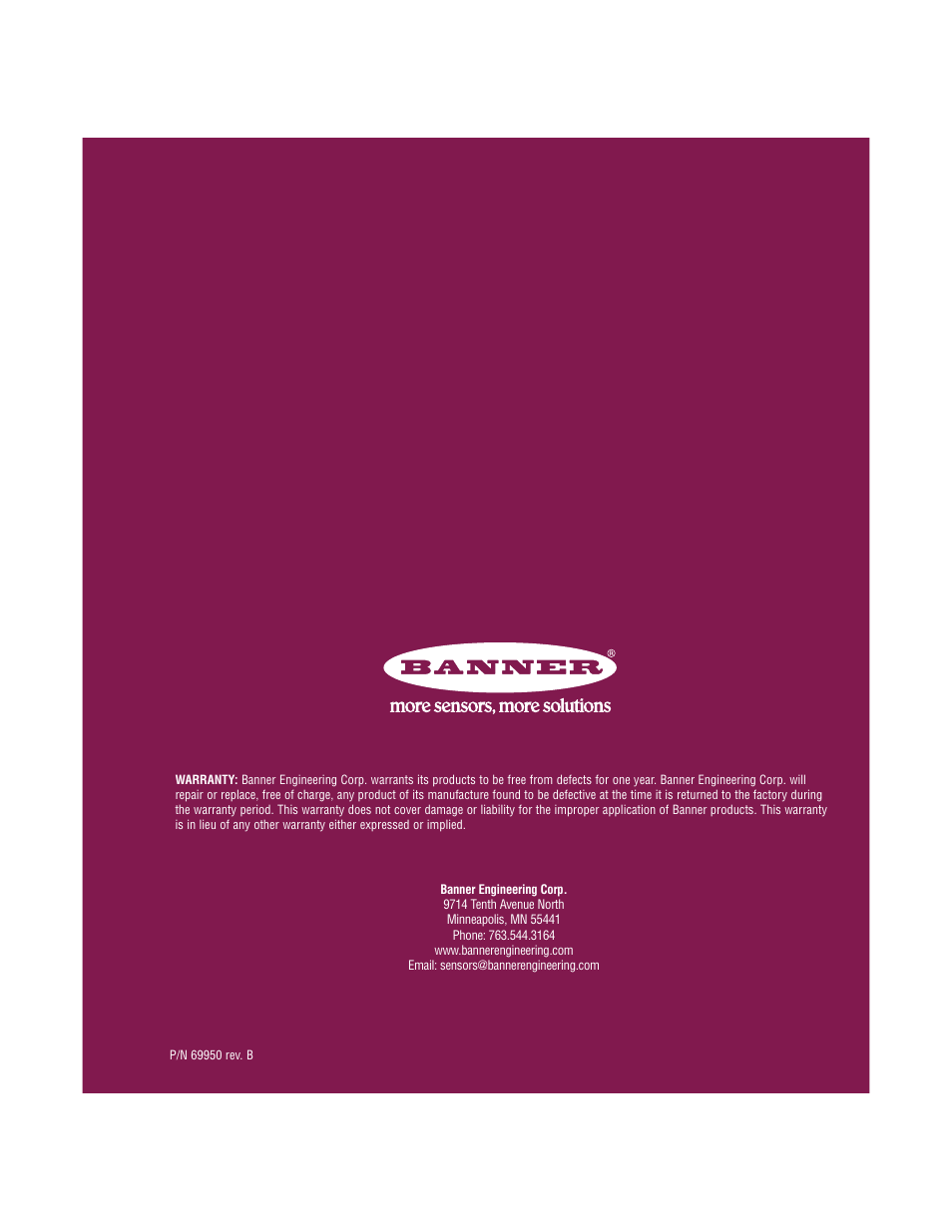 Banner PresencePLUS Megapixel C-Mount Lenses User Manual | Page 24 / 24