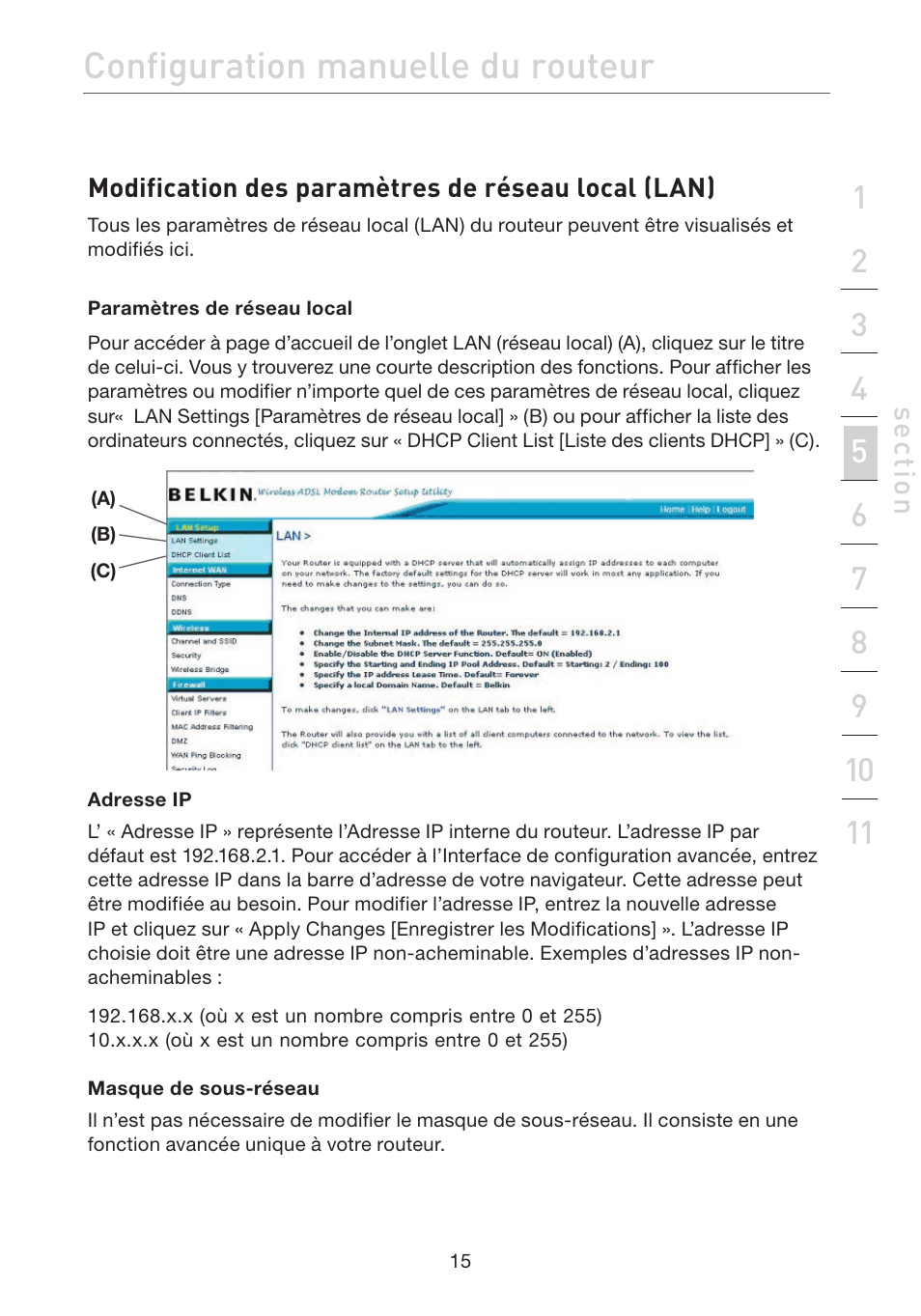 Configuration manuelle du routeur | Belkin F5D7632EA4A User Manual | Page 101 / 504