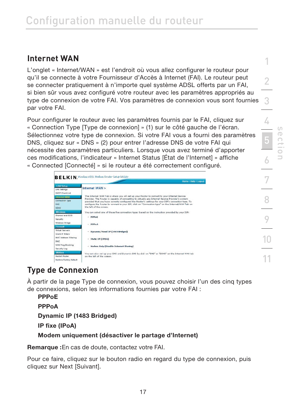 Configuration manuelle du routeur | Belkin F5D7632EA4A User Manual | Page 103 / 504
