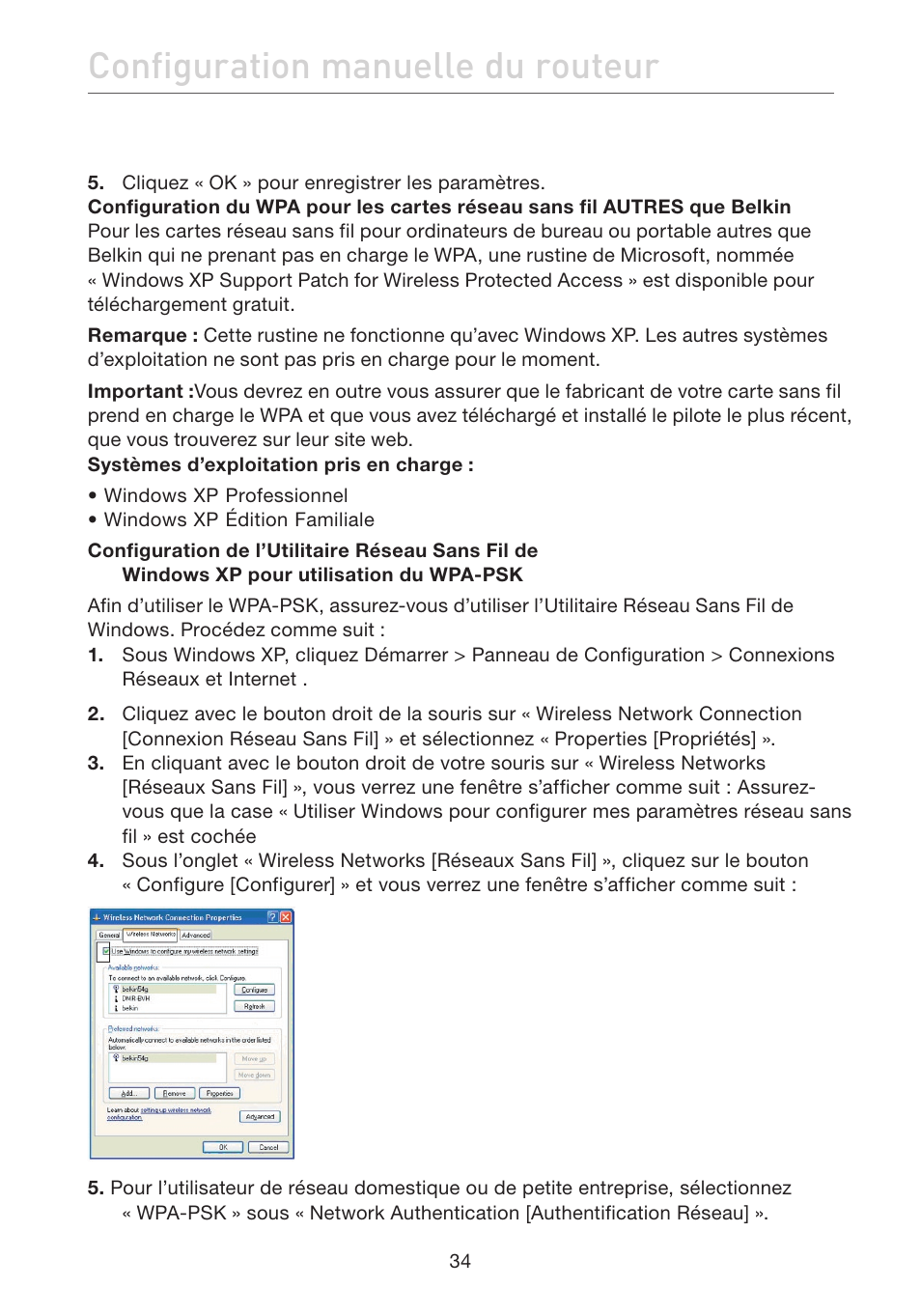 Configuration manuelle du routeur | Belkin F5D7632EA4A User Manual | Page 120 / 504