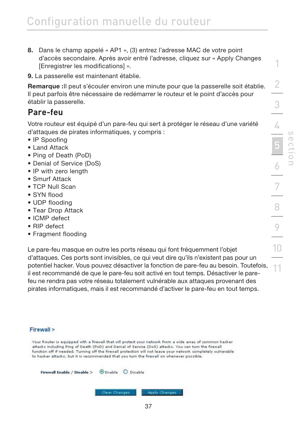 Configuration manuelle du routeur | Belkin F5D7632EA4A User Manual | Page 123 / 504