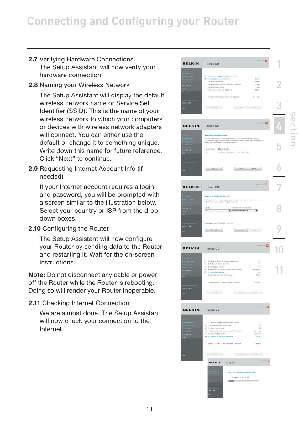 Connecting and configuring your router | Belkin F5D7632EA4A User Manual | Page 13 / 504