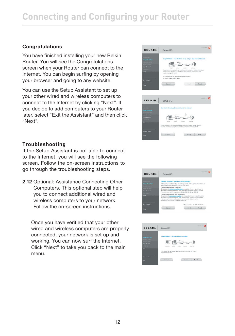 Connecting and configuring your router | Belkin F5D7632EA4A User Manual | Page 14 / 504