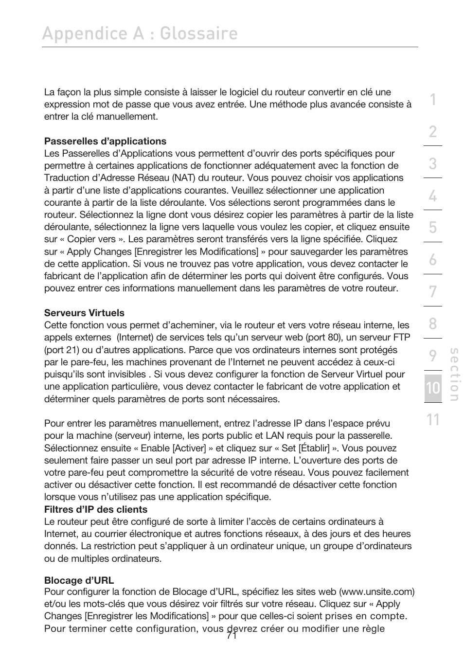 Appendice a : glossaire | Belkin F5D7632EA4A User Manual | Page 157 / 504