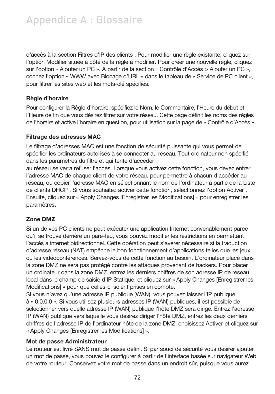 Appendice a : glossaire | Belkin F5D7632EA4A User Manual | Page 158 / 504