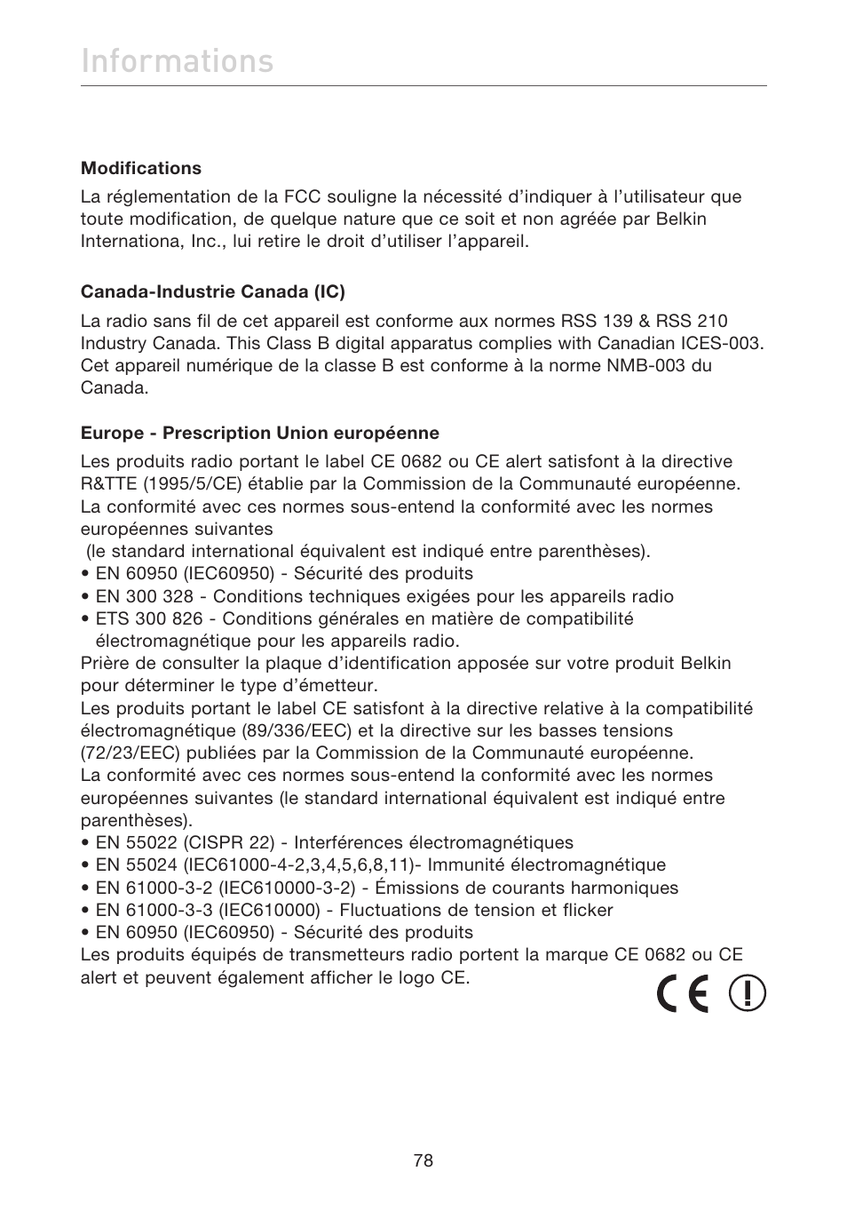 Informations | Belkin F5D7632EA4A User Manual | Page 164 / 504