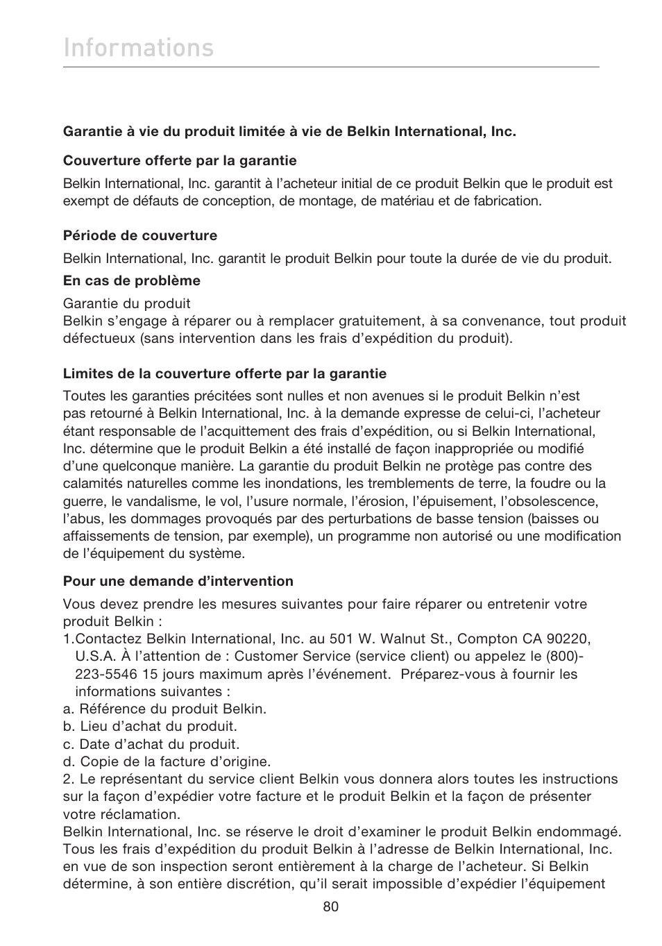 Informations | Belkin F5D7632EA4A User Manual | Page 166 / 504