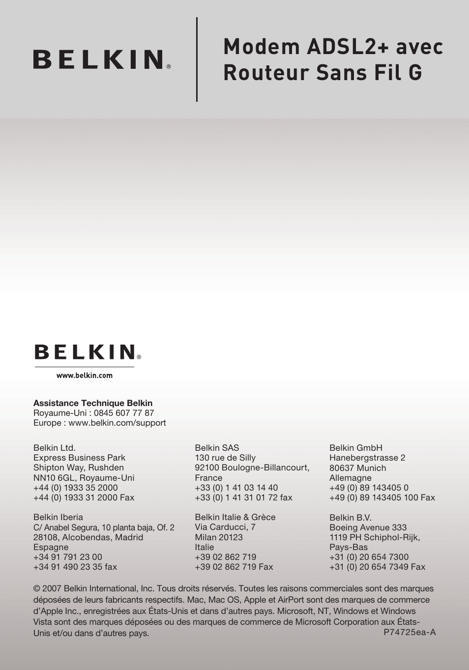 Modem adsl2+ avec routeur sans fil g | Belkin F5D7632EA4A User Manual | Page 168 / 504