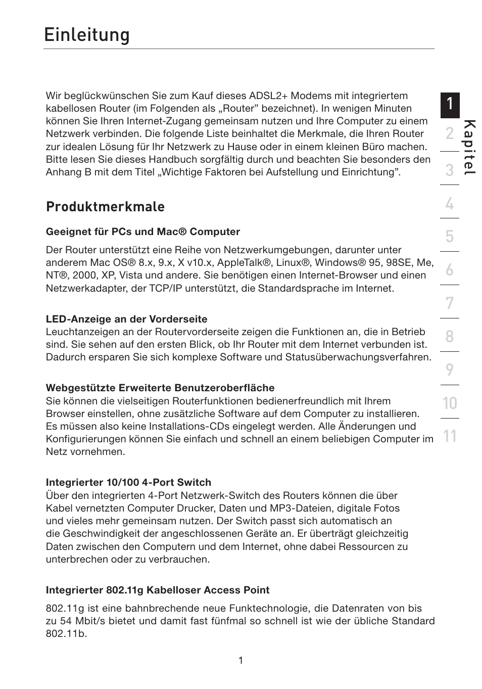 Einleitung | Belkin F5D7632EA4A User Manual | Page 171 / 504