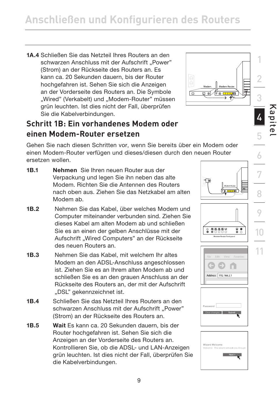 Anschließen und konfigurieren des routers, Kap ite l | Belkin F5D7632EA4A User Manual | Page 179 / 504