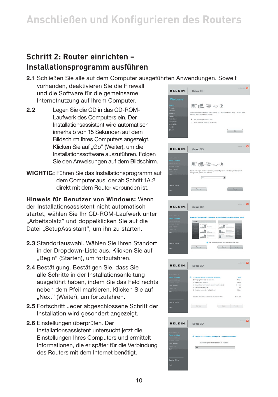 Anschließen und konfigurieren des routers | Belkin F5D7632EA4A User Manual | Page 180 / 504