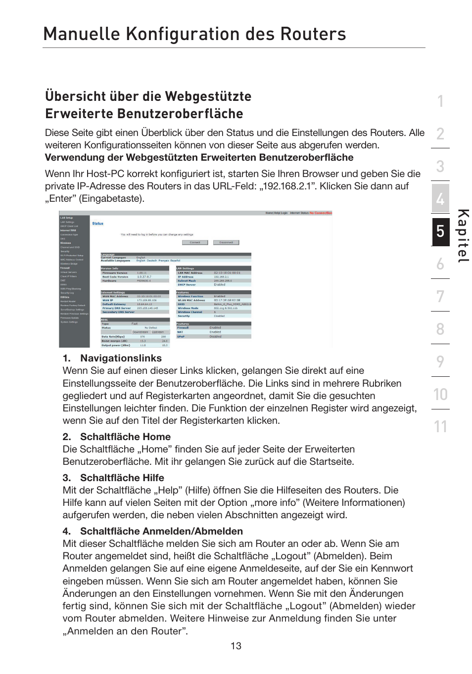 Manuelle konfiguration des routers | Belkin F5D7632EA4A User Manual | Page 183 / 504