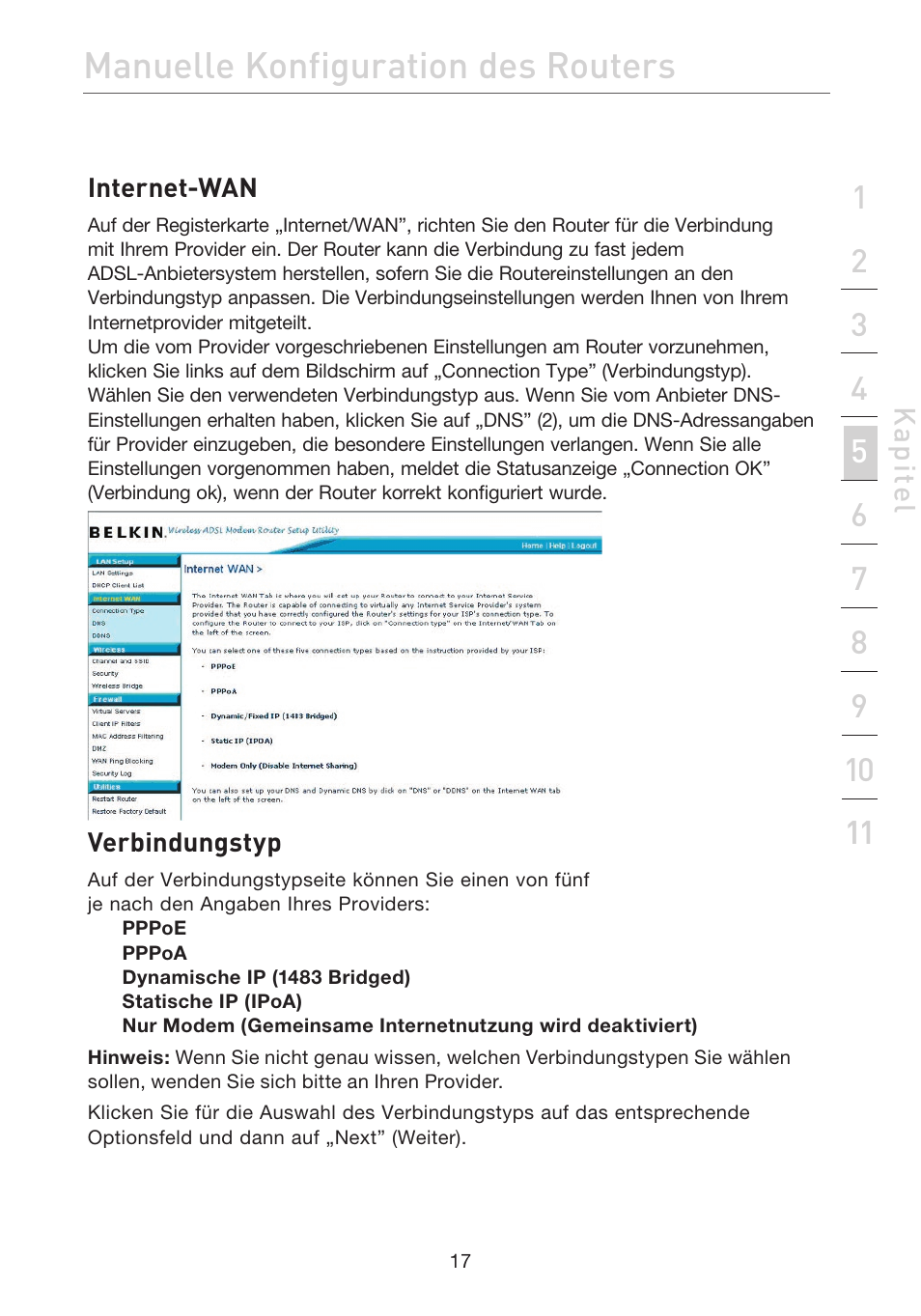 Manuelle konfiguration des routers | Belkin F5D7632EA4A User Manual | Page 187 / 504