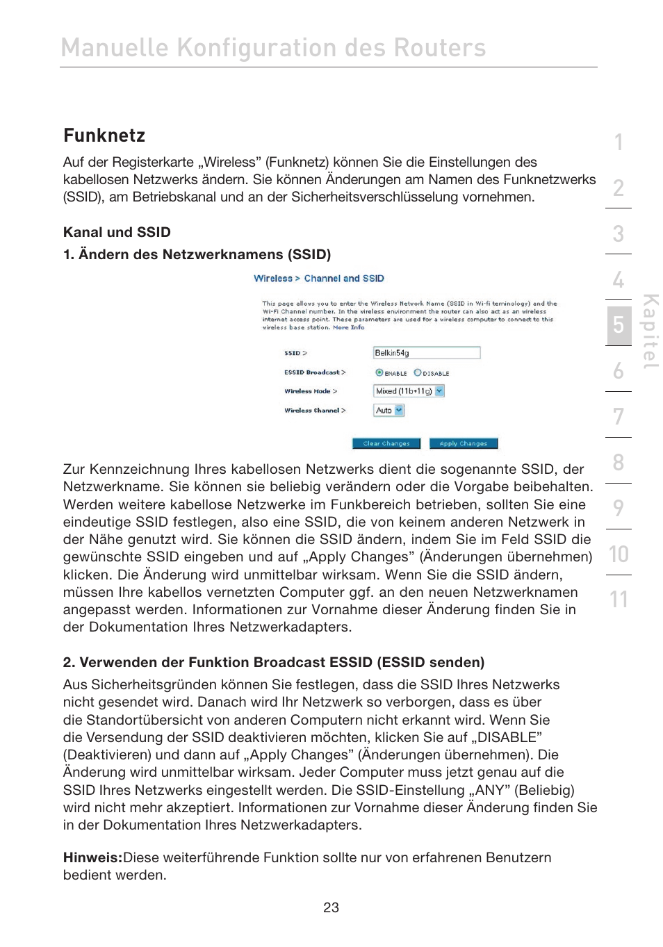 Manuelle konfiguration des routers | Belkin F5D7632EA4A User Manual | Page 193 / 504