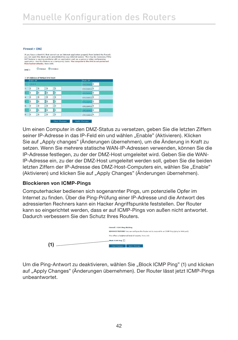 Manuelle konfiguration des routers | Belkin F5D7632EA4A User Manual | Page 212 / 504