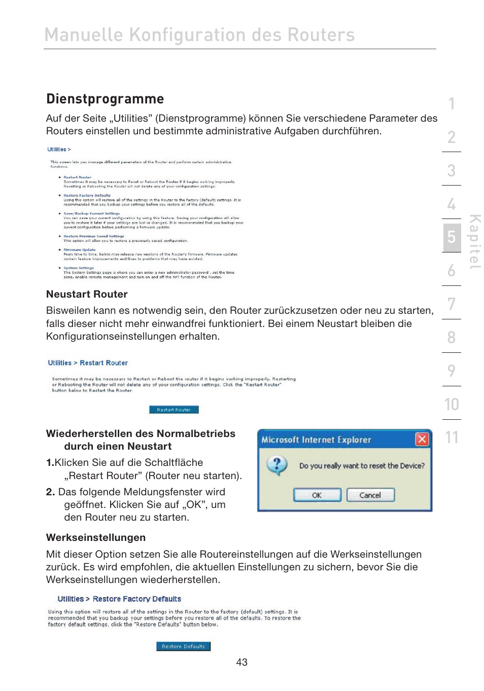 Manuelle konfiguration des routers | Belkin F5D7632EA4A User Manual | Page 213 / 504