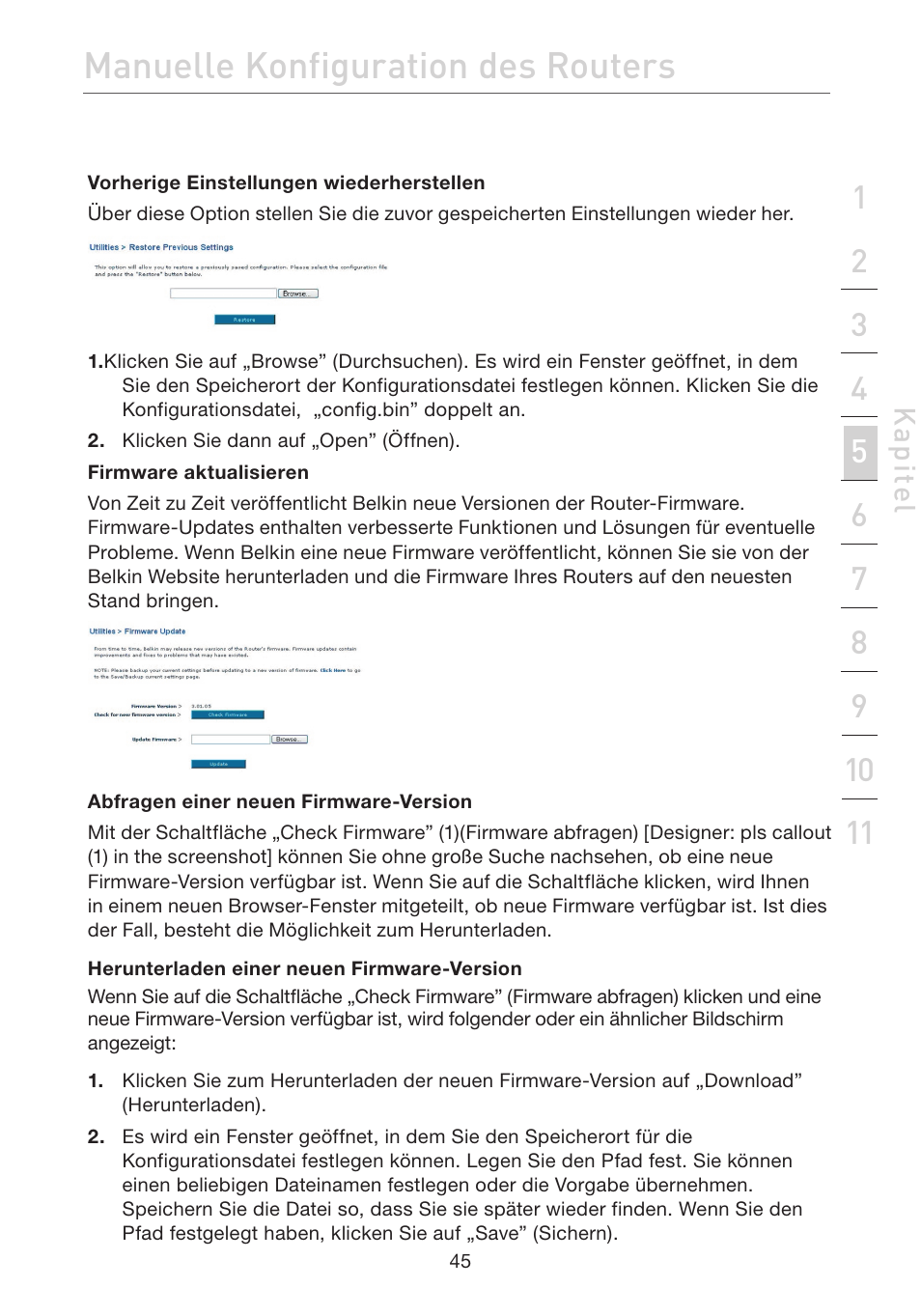 Manuelle konfiguration des routers | Belkin F5D7632EA4A User Manual | Page 215 / 504