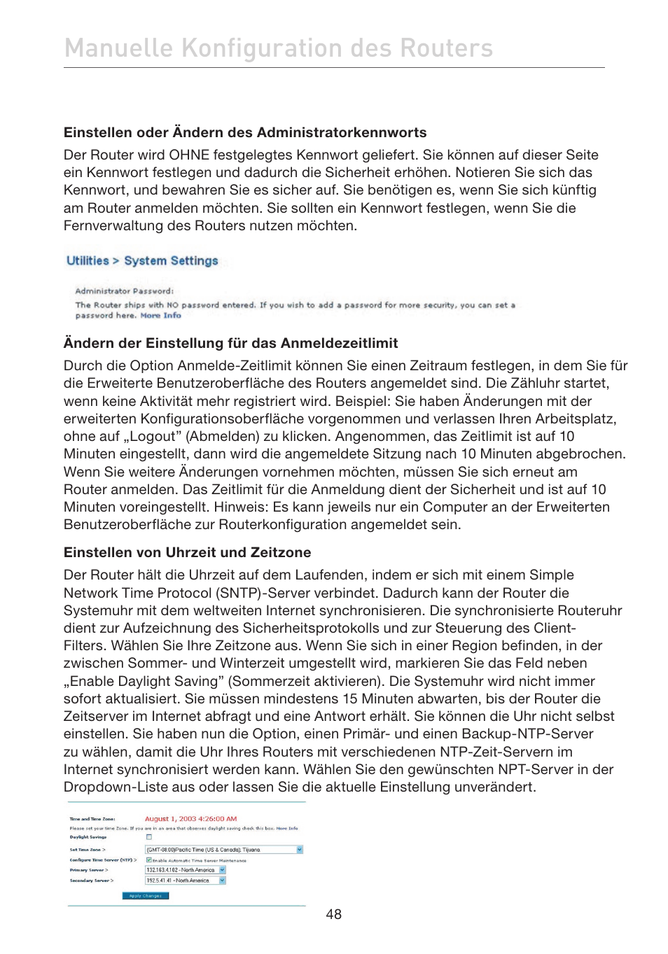 Manuelle konfiguration des routers | Belkin F5D7632EA4A User Manual | Page 218 / 504