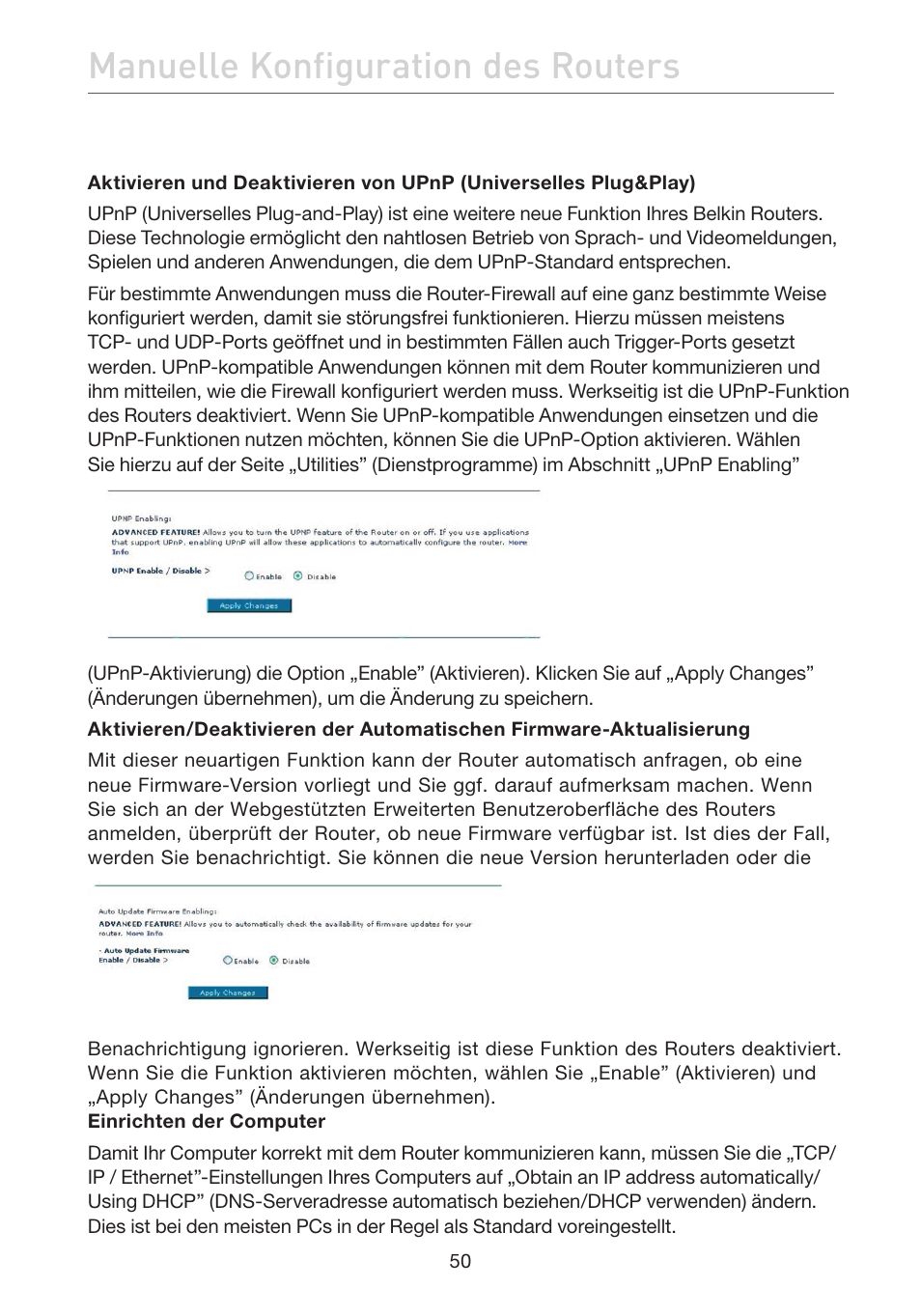 Manuelle konfiguration des routers | Belkin F5D7632EA4A User Manual | Page 220 / 504