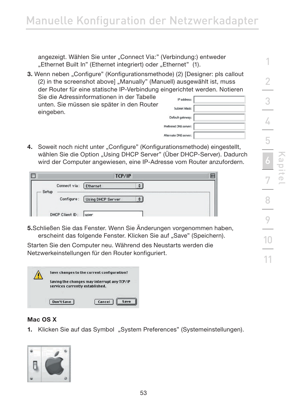 Manuelle konfiguration der netzwerkadapter | Belkin F5D7632EA4A User Manual | Page 223 / 504