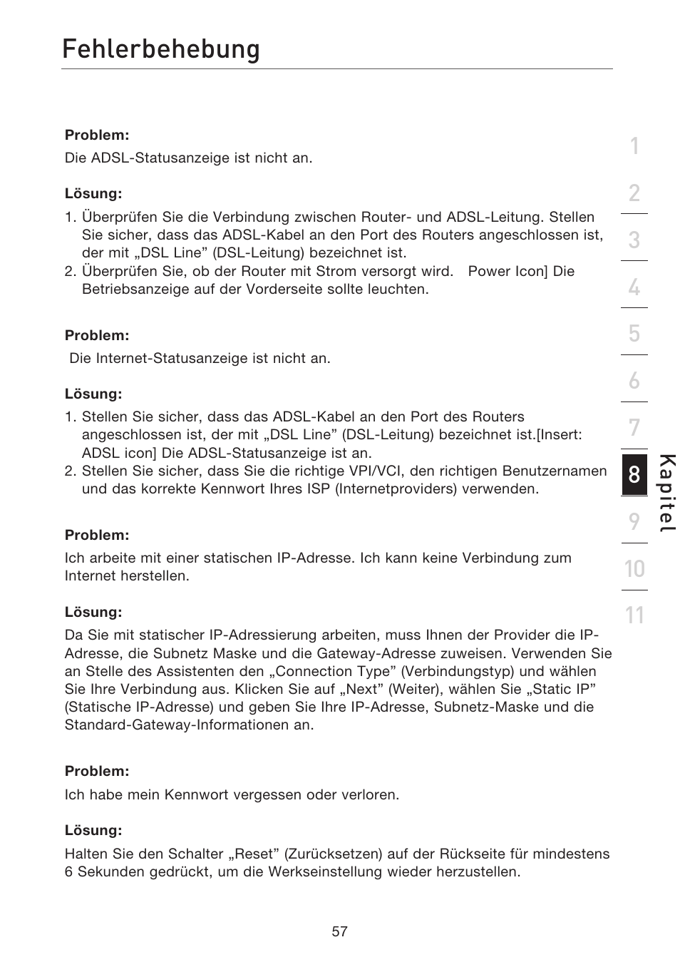 Fehlerbehebung, Kap ite l | Belkin F5D7632EA4A User Manual | Page 227 / 504