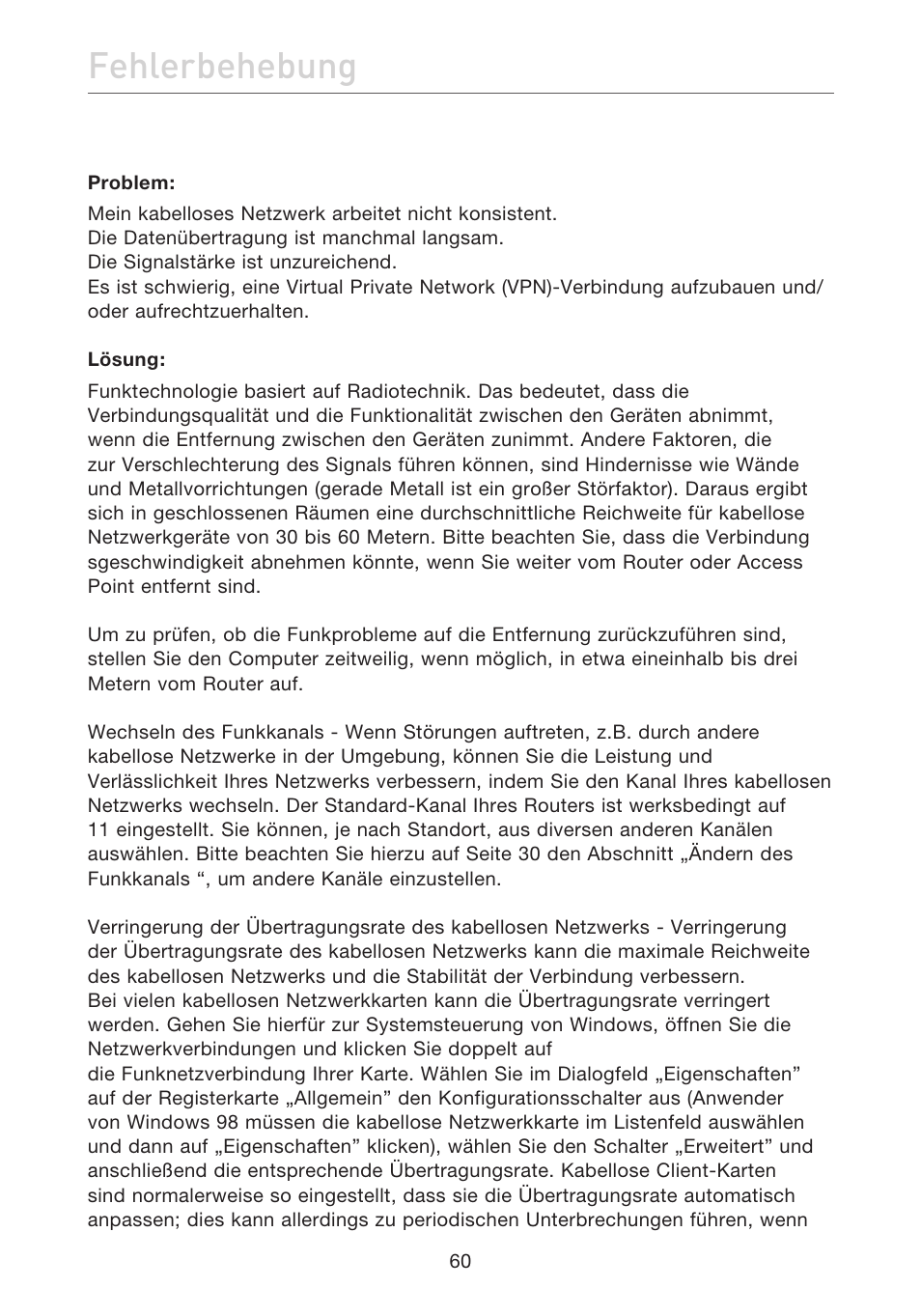 Fehlerbehebung | Belkin F5D7632EA4A User Manual | Page 230 / 504