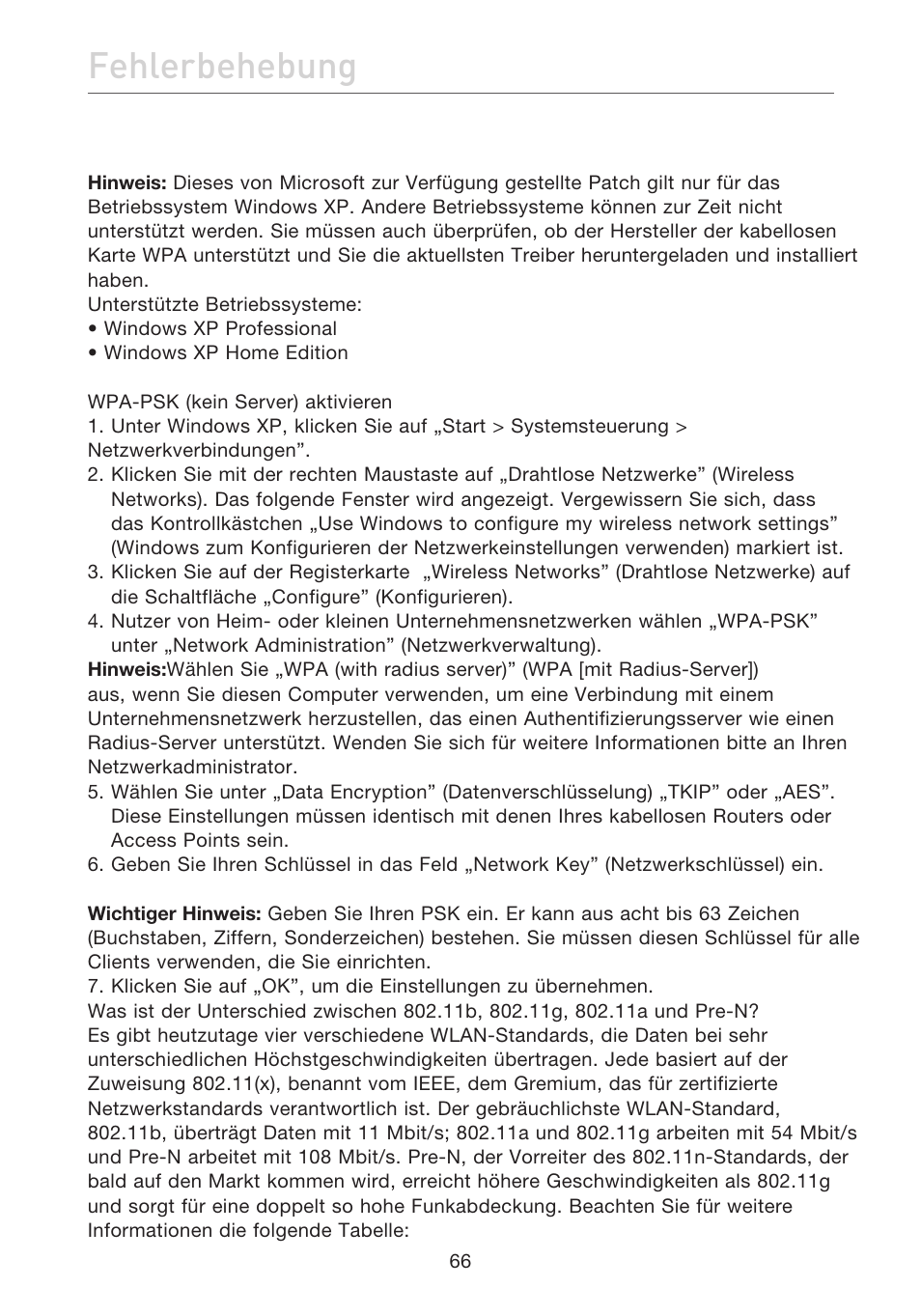 Fehlerbehebung | Belkin F5D7632EA4A User Manual | Page 236 / 504