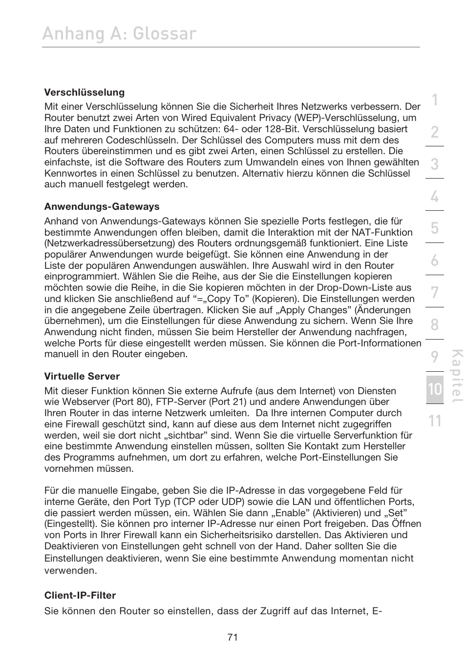 Anhang a: glossar, Kap ite l | Belkin F5D7632EA4A User Manual | Page 241 / 504