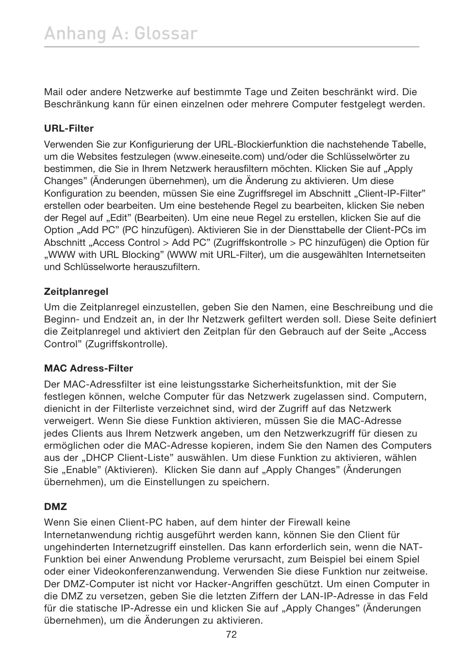 Anhang a: glossar | Belkin F5D7632EA4A User Manual | Page 242 / 504