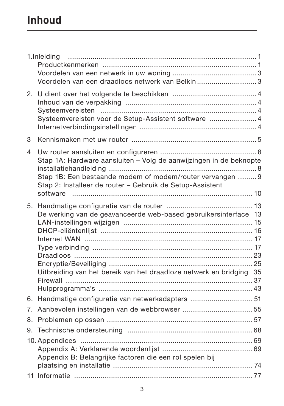Inhoud | Belkin F5D7632EA4A User Manual | Page 254 / 504