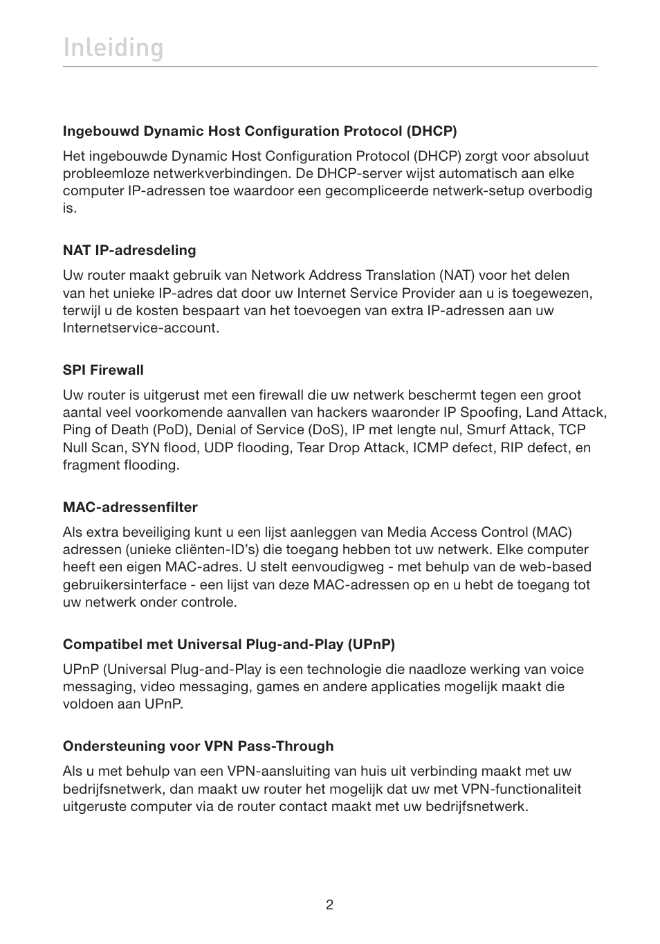 Inleiding | Belkin F5D7632EA4A User Manual | Page 256 / 504