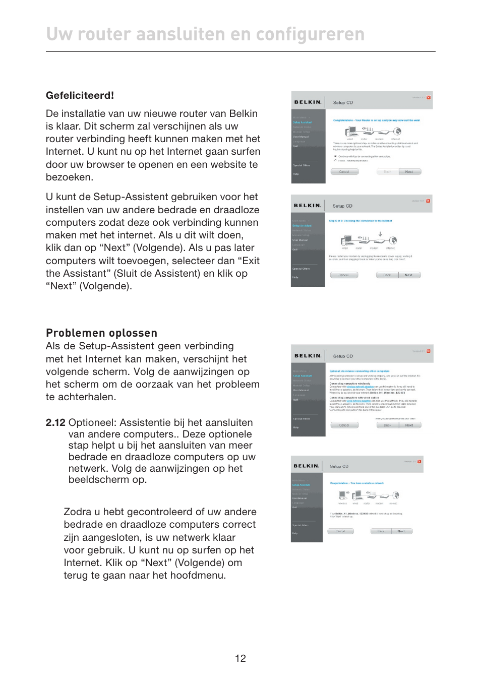 Uw router aansluiten en configureren | Belkin F5D7632EA4A User Manual | Page 266 / 504