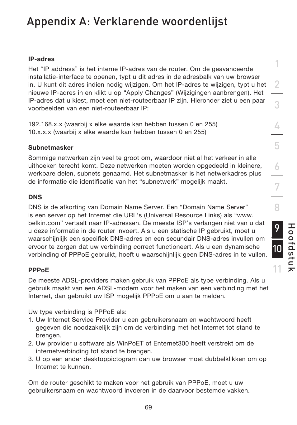 Appendix a: verklarende woordenlijst | Belkin F5D7632EA4A User Manual | Page 323 / 504