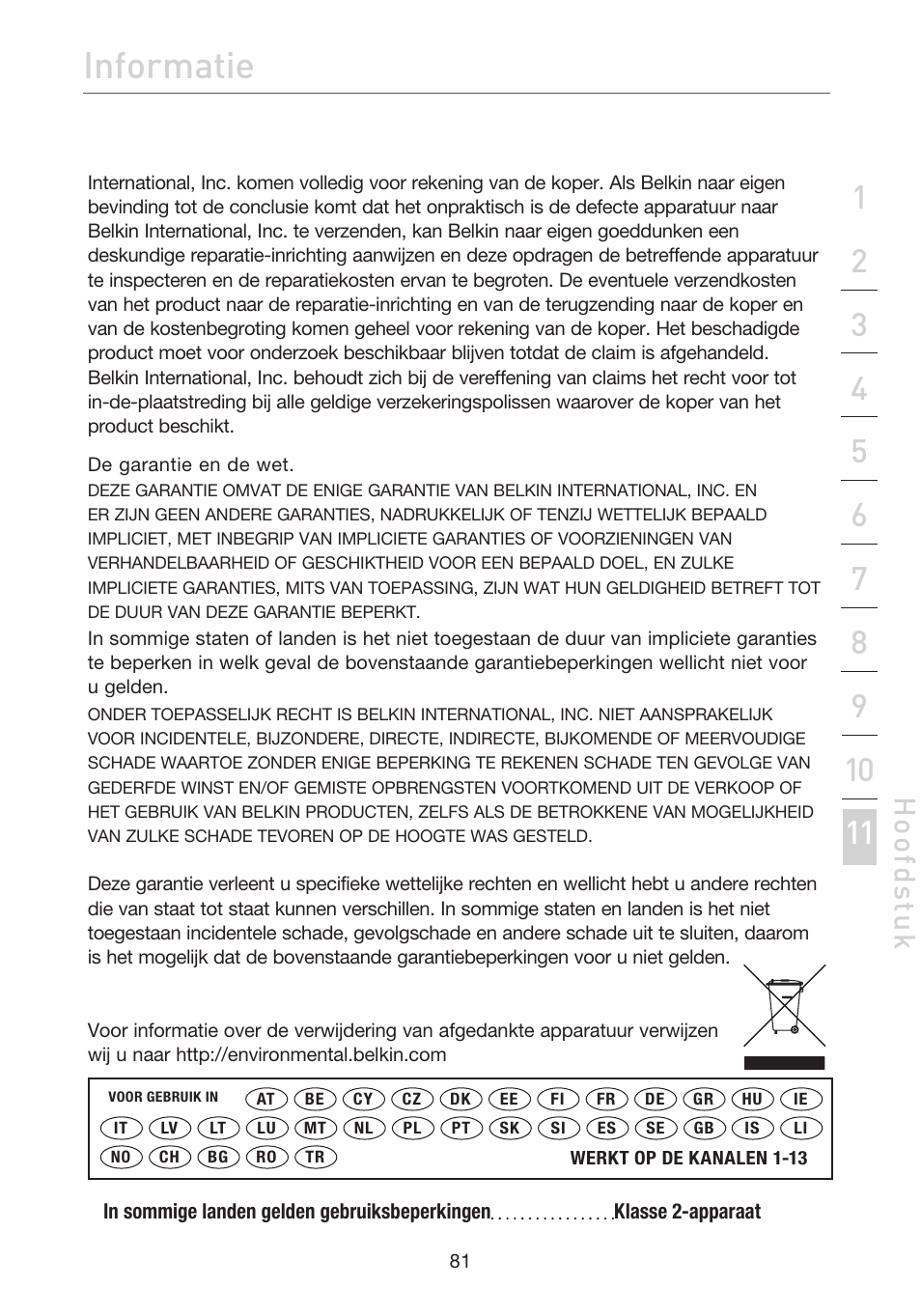 Informatie, Hoo fd st u k | Belkin F5D7632EA4A User Manual | Page 335 / 504