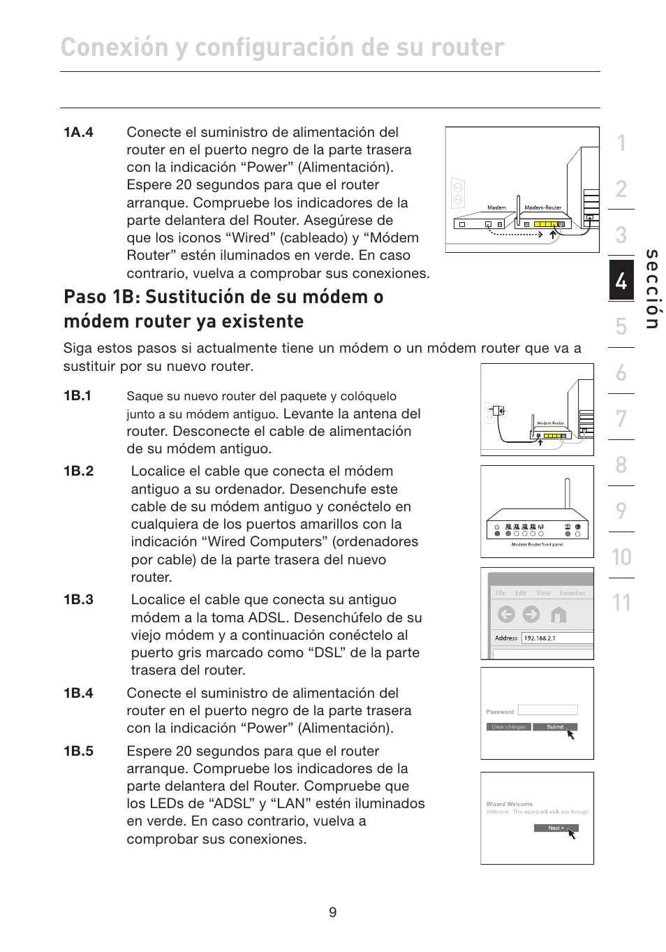 Conexión y configuración de su router, Se cc ió n | Belkin F5D7632EA4A User Manual | Page 347 / 504