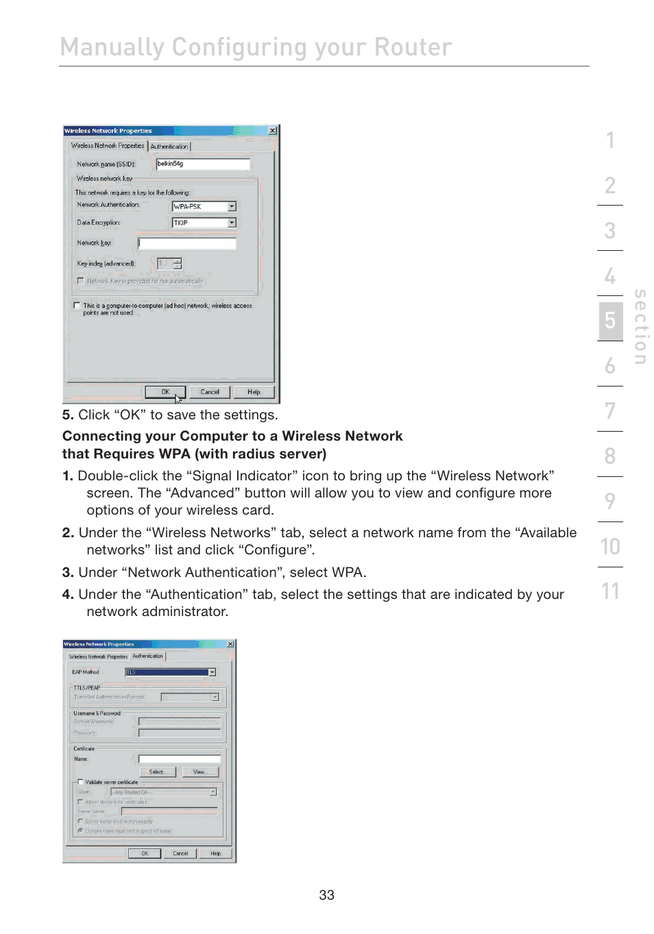 Manually configuring your router | Belkin F5D7632EA4A User Manual | Page 35 / 504
