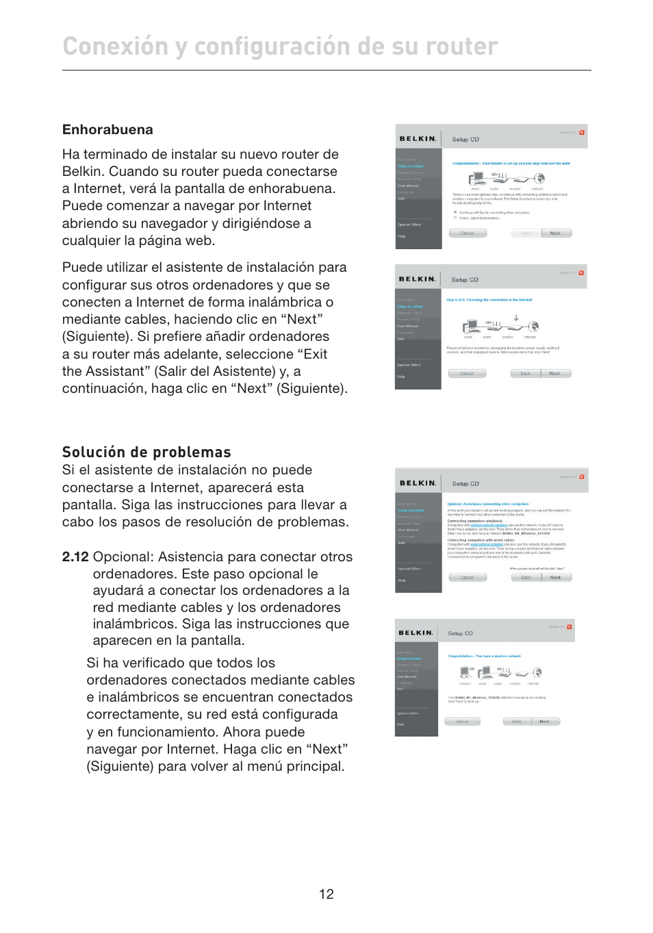 Conexión y configuración de su router | Belkin F5D7632EA4A User Manual | Page 350 / 504
