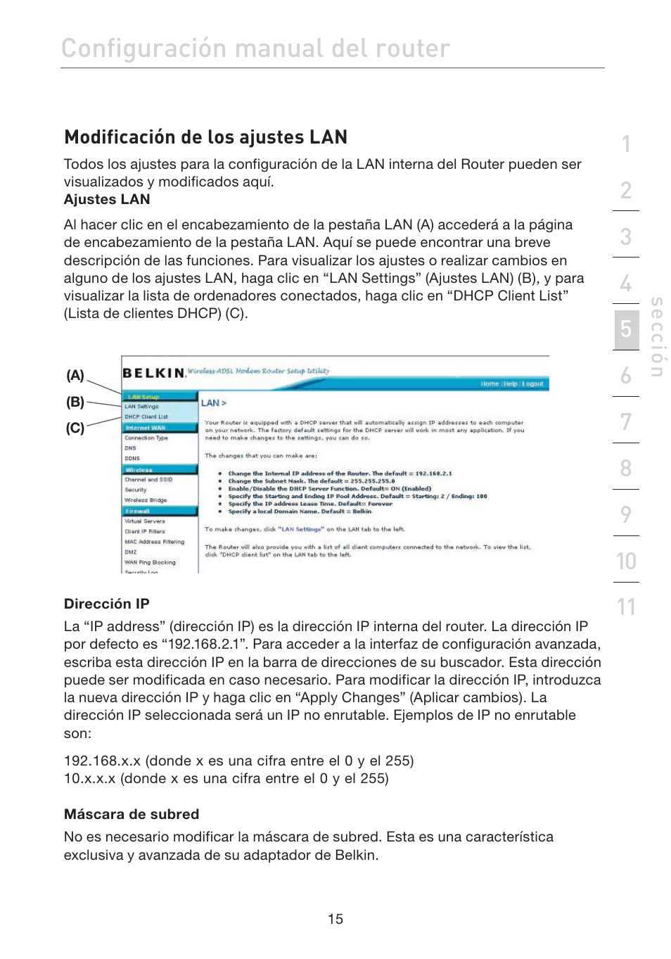 Configuración manual del router | Belkin F5D7632EA4A User Manual | Page 353 / 504