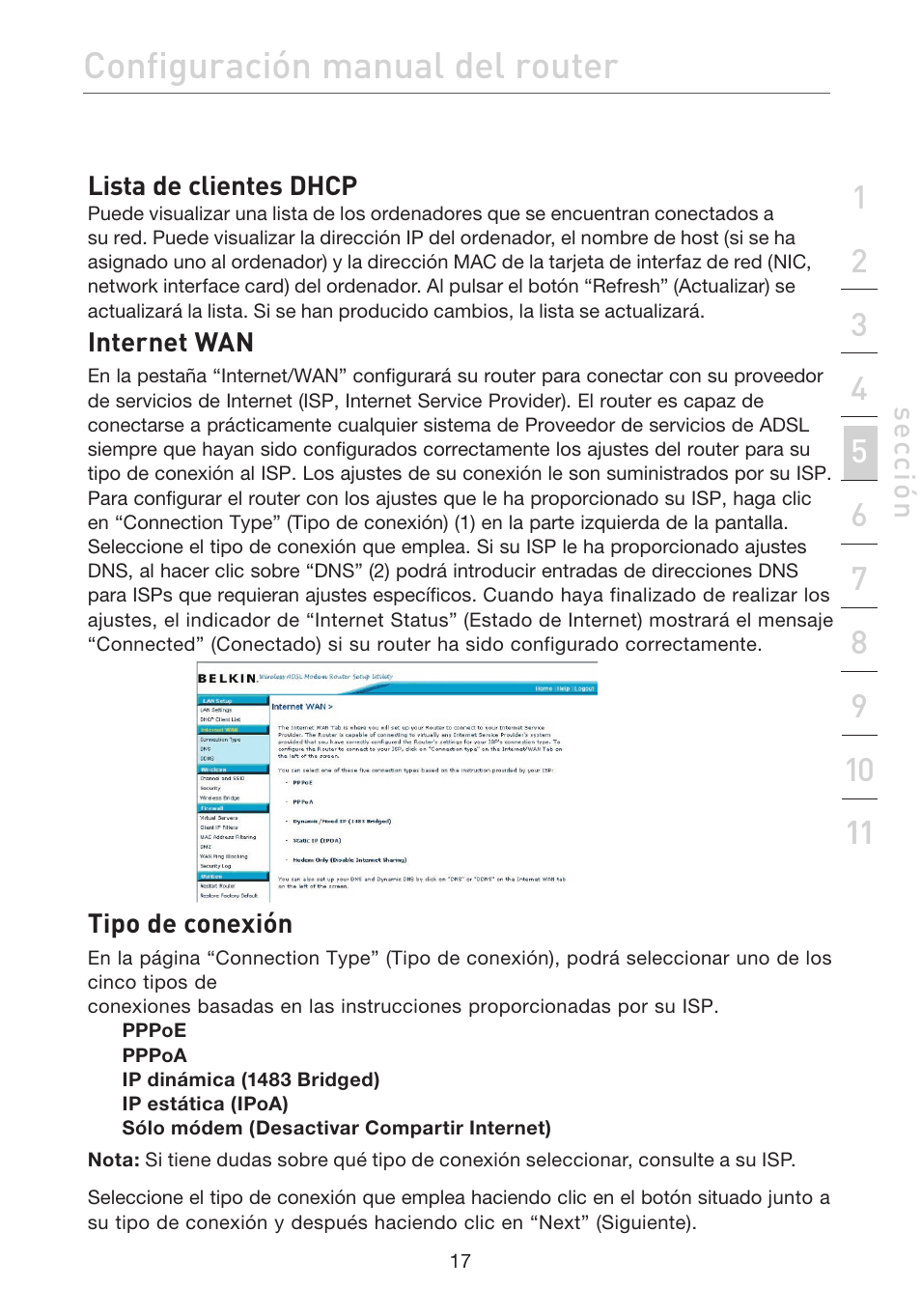 Configuración manual del router | Belkin F5D7632EA4A User Manual | Page 355 / 504