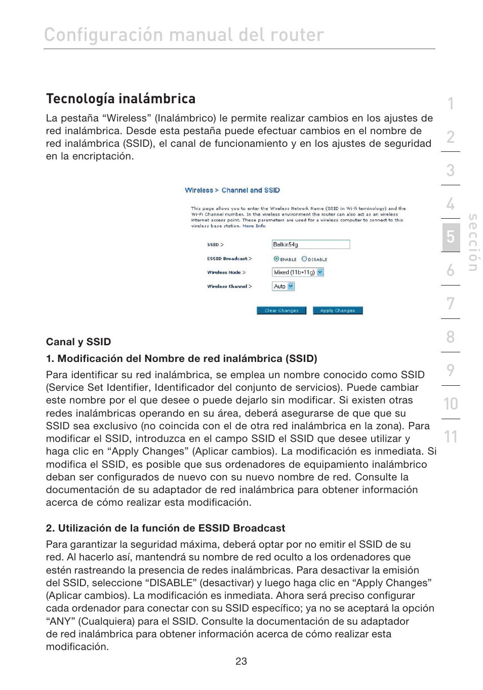 Configuración manual del router | Belkin F5D7632EA4A User Manual | Page 361 / 504