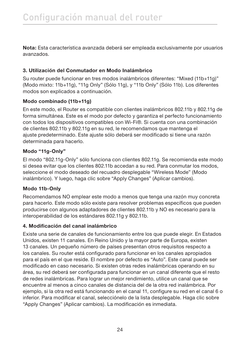 Configuración manual del router | Belkin F5D7632EA4A User Manual | Page 362 / 504