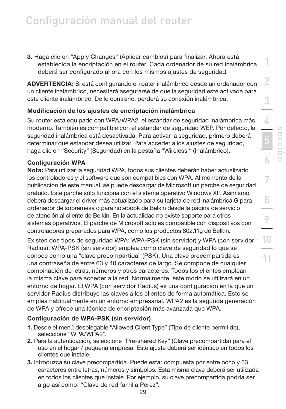 Configuración manual del router | Belkin F5D7632EA4A User Manual | Page 367 / 504