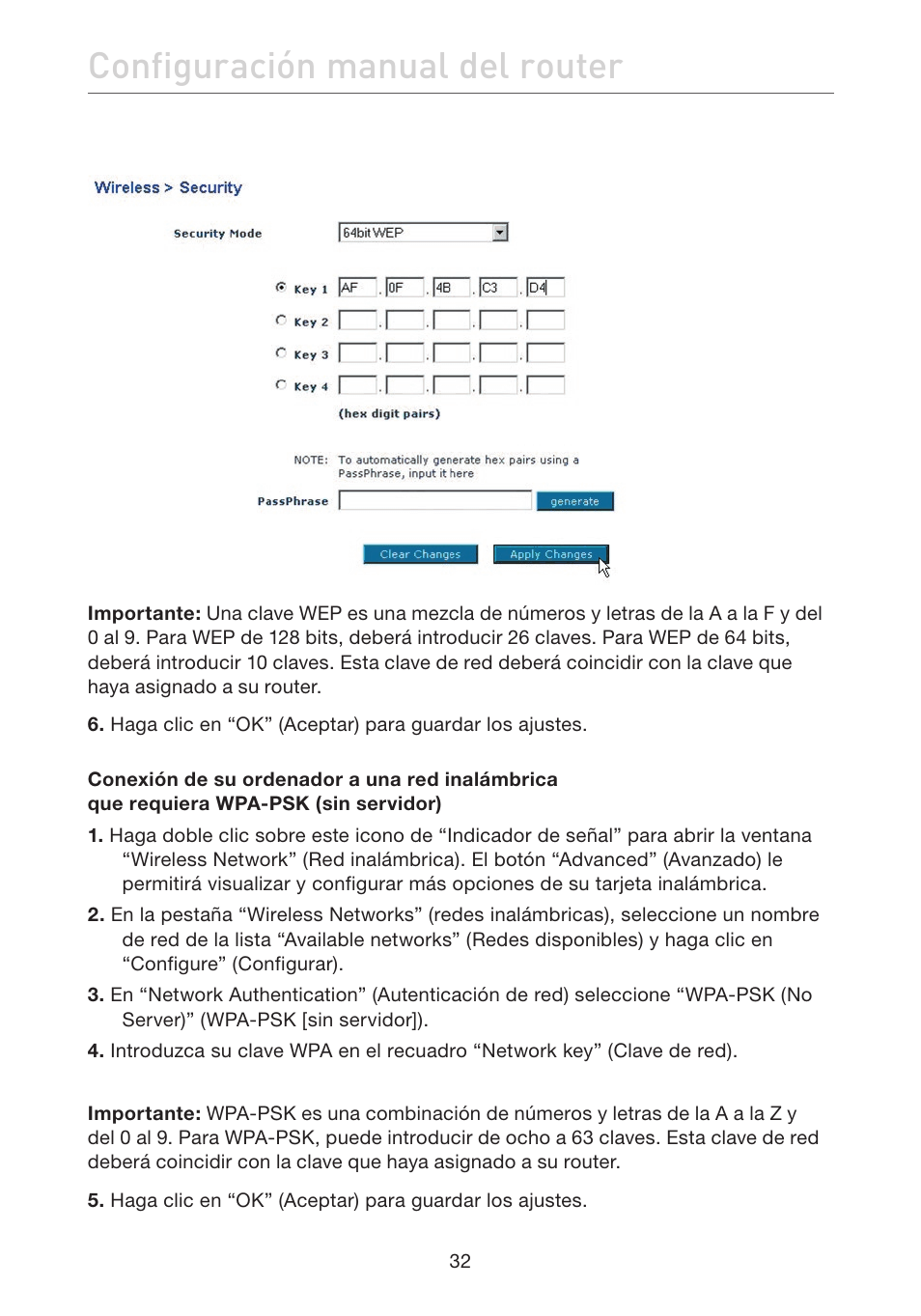 Configuración manual del router | Belkin F5D7632EA4A User Manual | Page 370 / 504