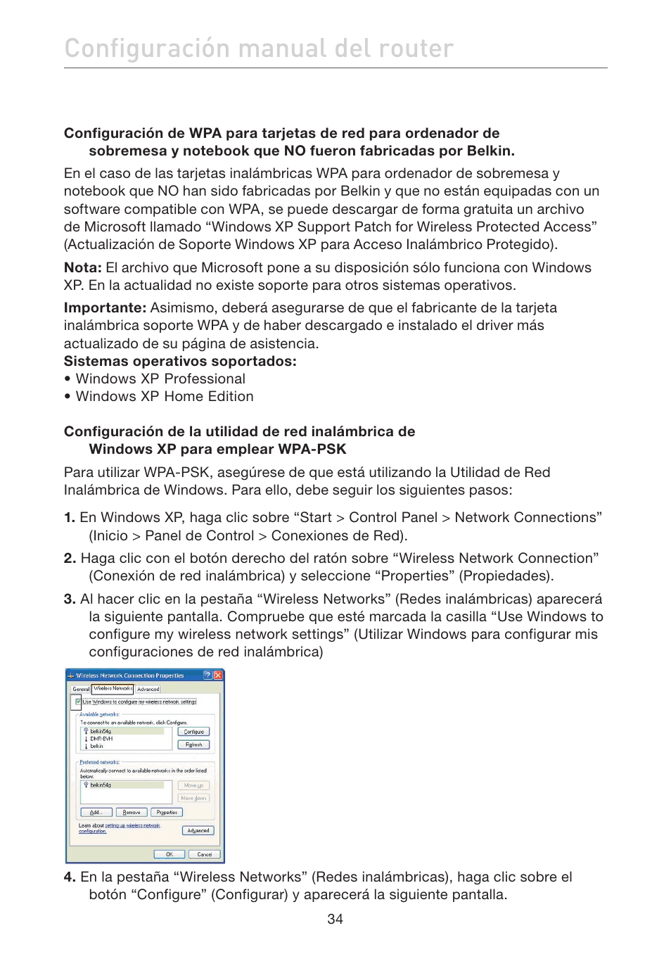 Configuración manual del router | Belkin F5D7632EA4A User Manual | Page 372 / 504