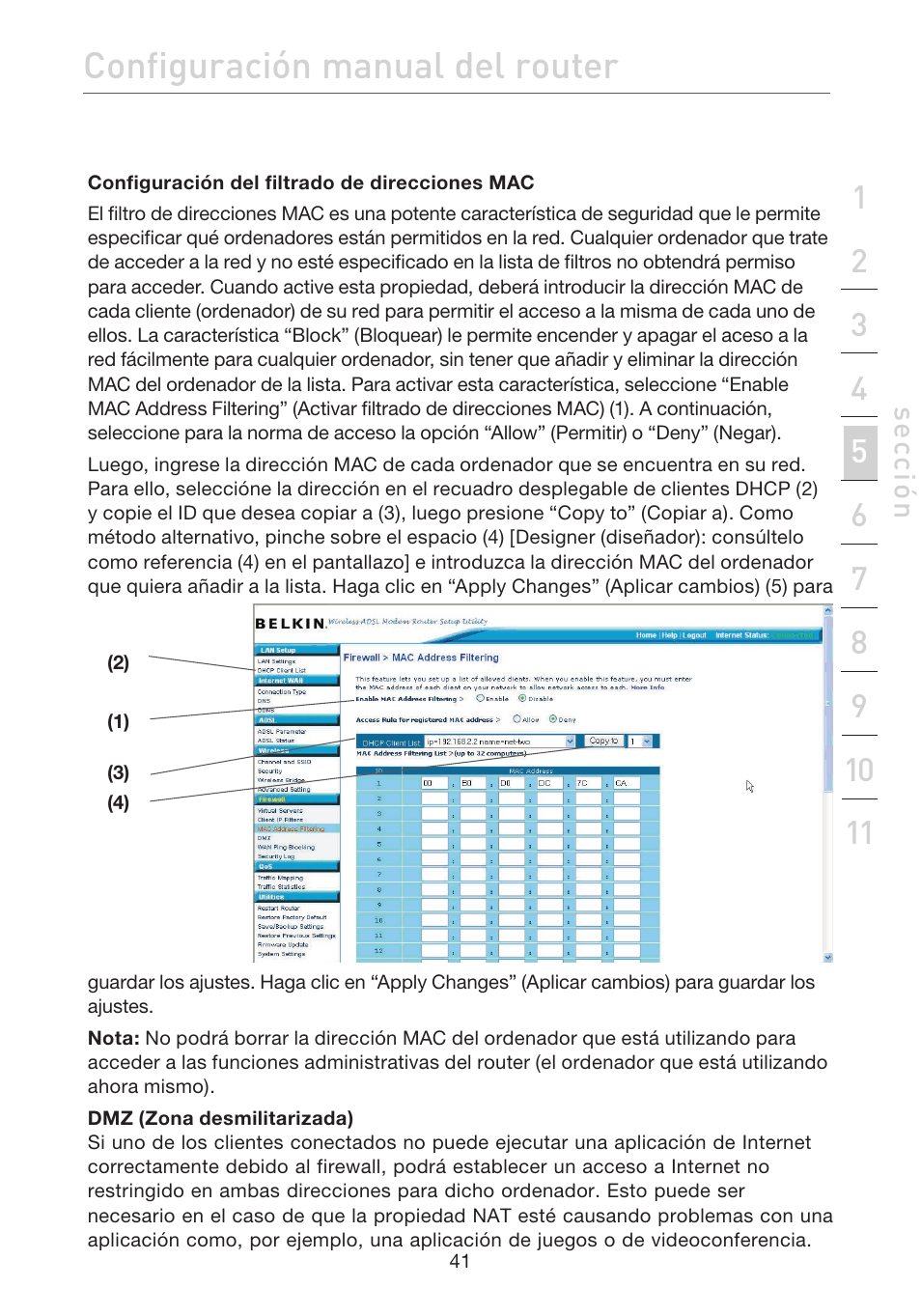Configuración manual del router | Belkin F5D7632EA4A User Manual | Page 379 / 504