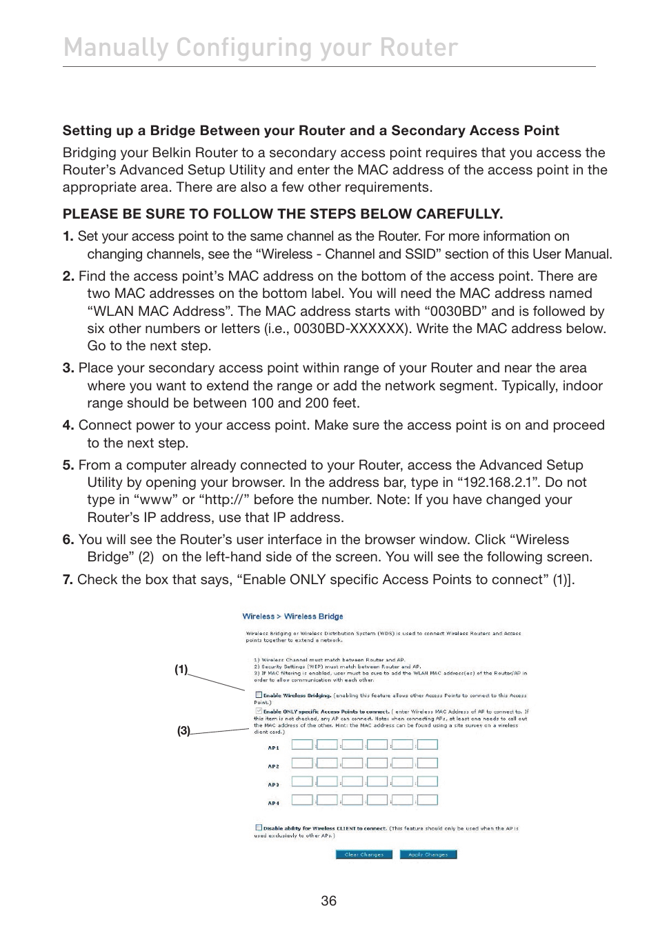 Manually configuring your router | Belkin F5D7632EA4A User Manual | Page 38 / 504