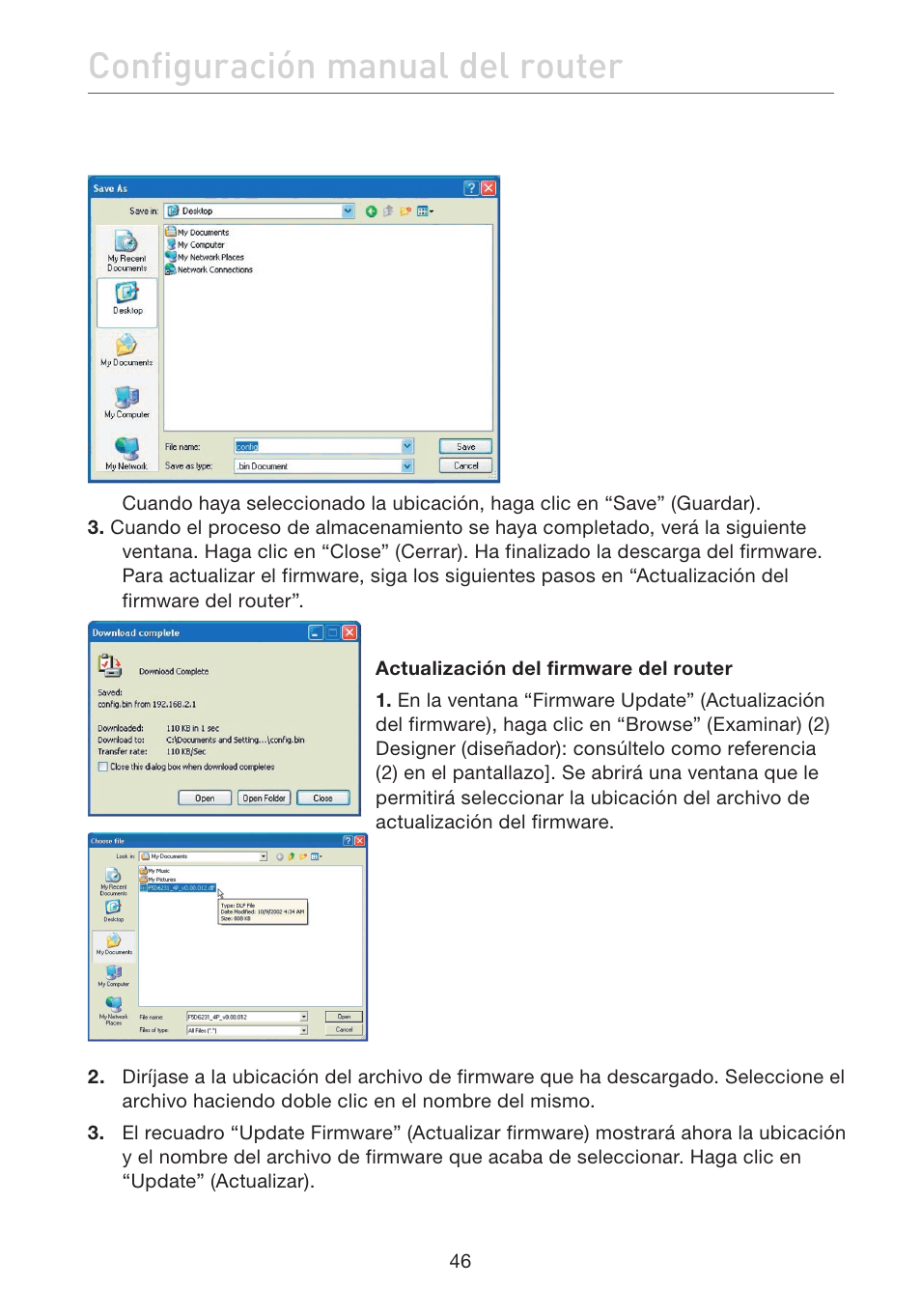 Configuración manual del router | Belkin F5D7632EA4A User Manual | Page 384 / 504